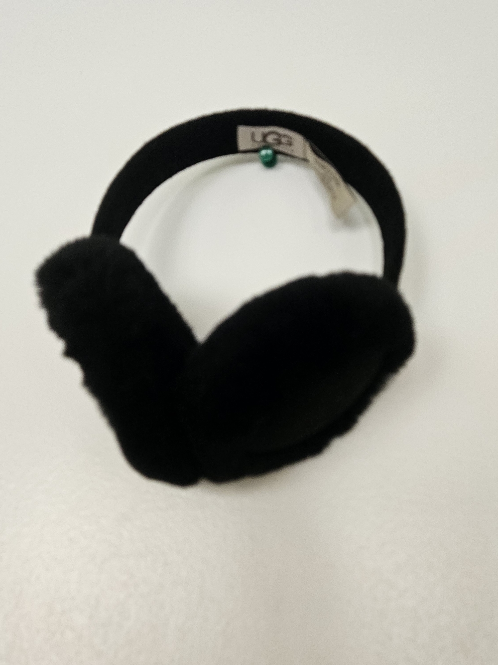 UGG Australia Classic Black Sheepskin Earmuffs Suede Leather Ear Warmers O/S